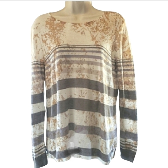 NIC+ZOE Sweaters - NIC+ZOE Women's Linen Blend Oversized Abstract Stripe Sweater Size S